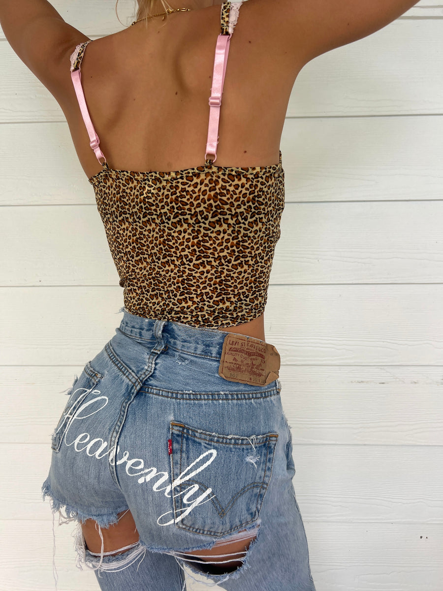 VINTAGE CHEETAH + PINK LINGERIE TOP