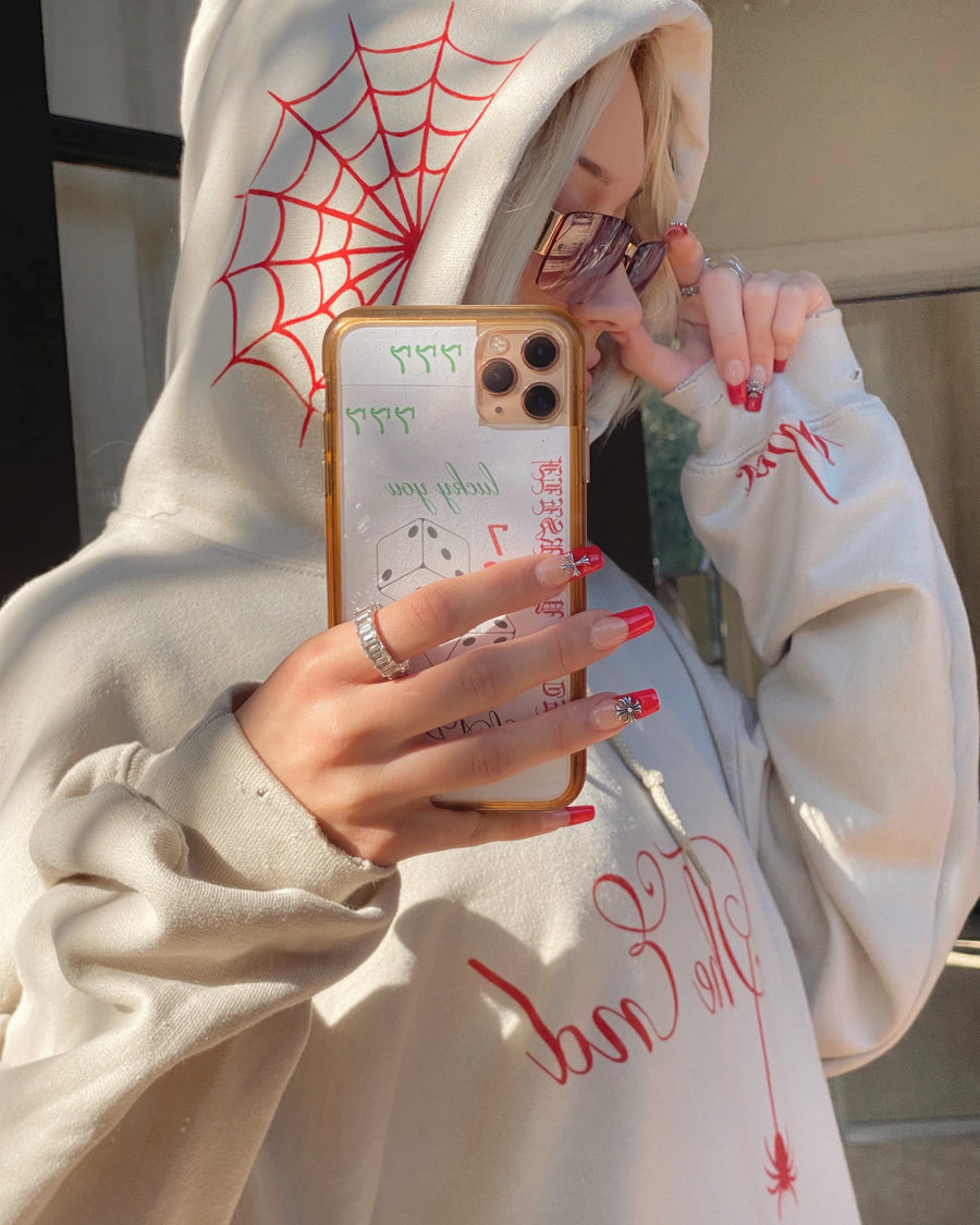 OVERSIZED SPIDER HOODIE {BEIGE}